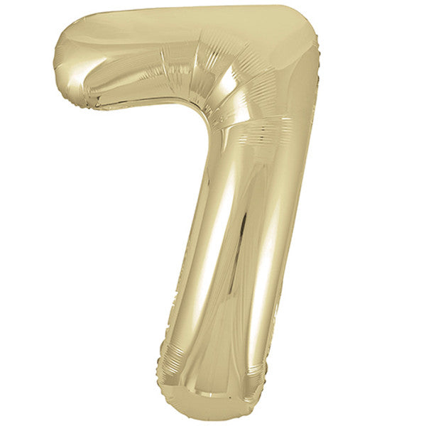 Large 34&quot; Number Foil Balloon number 7 white gold - Penny Black