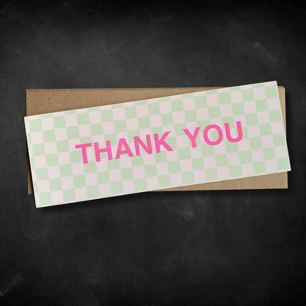 Skinny Thank You Notecard 12pk Set - Green Chequer by penny black