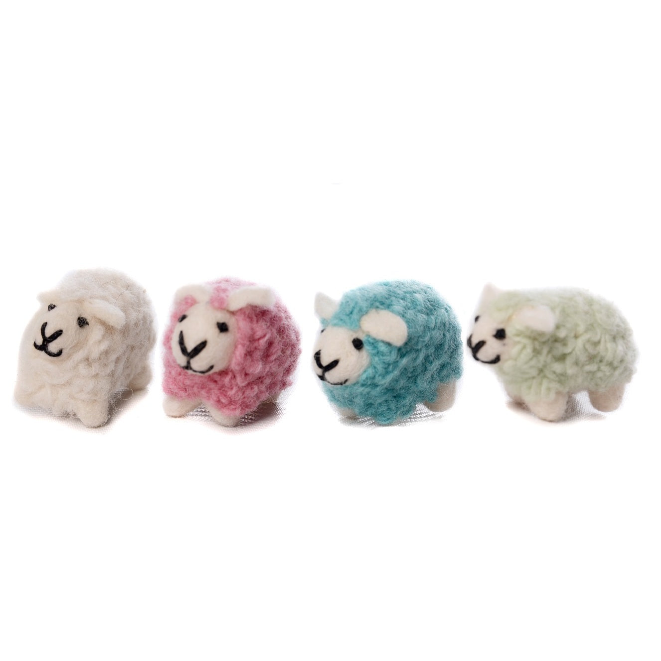 Colourful Sheep Wool Felt Handmade Hanging Decoration by penny black showing all 4 colours