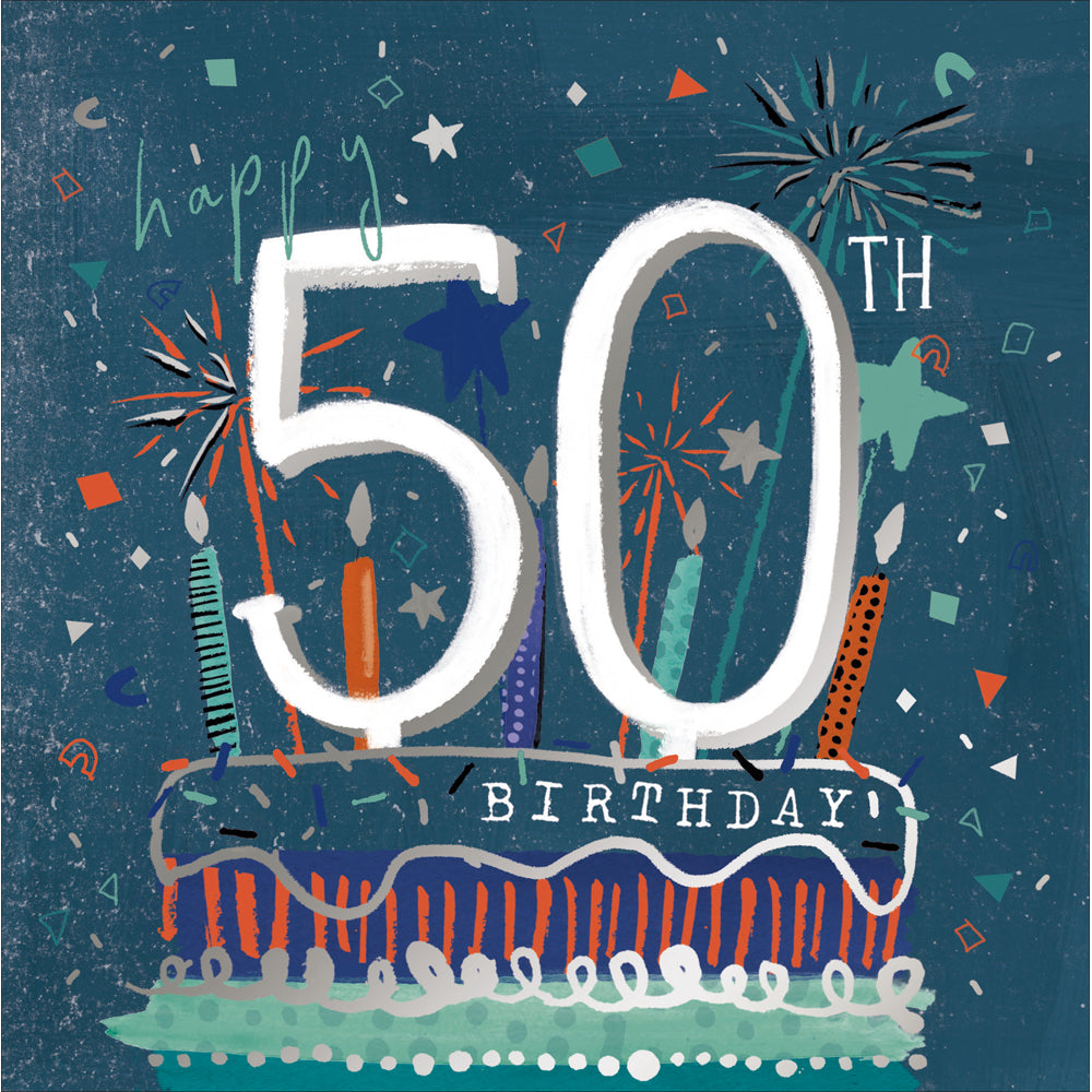 50th Confetti Cake Blue Birthday Card from Penny Black