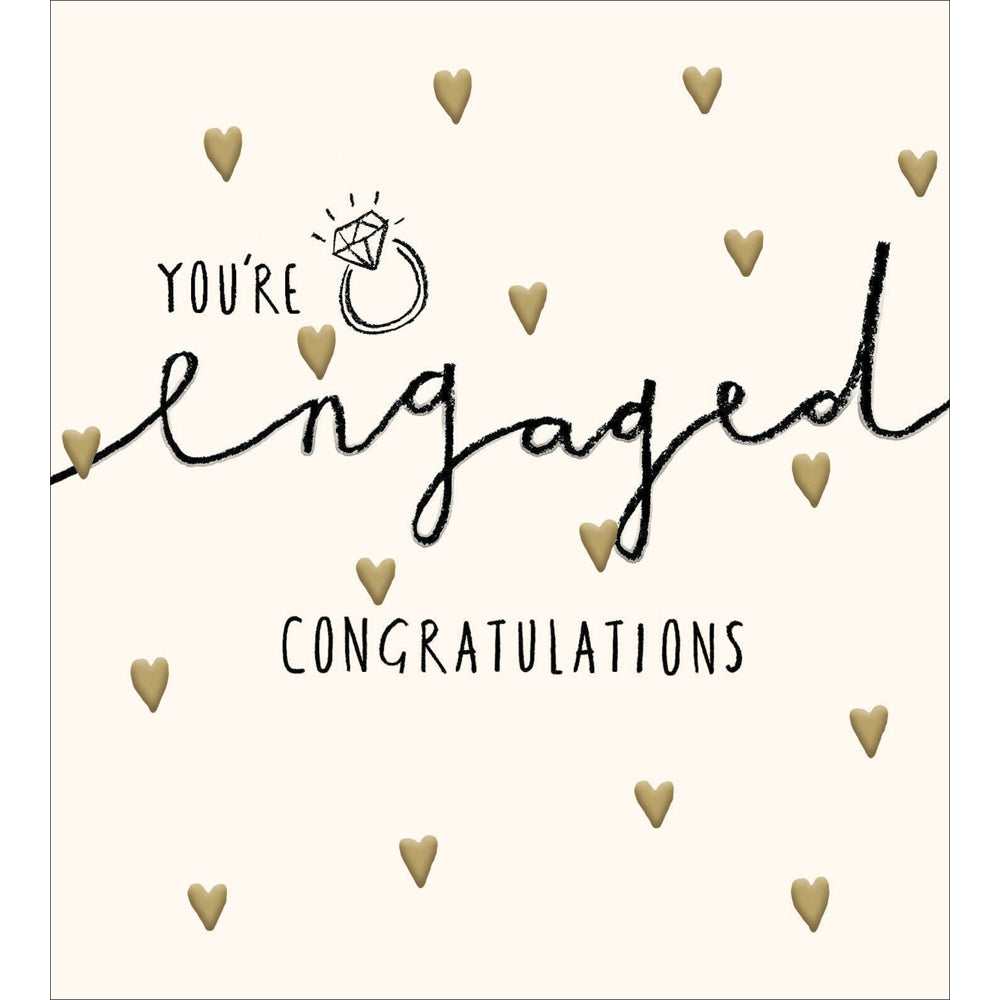 You're Engaged Tiny Gold Hearts Engagement Card at Penny Black