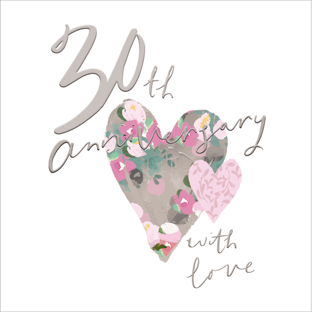 Floral Heart With Love 30th Wedding Anniversary Card from Penny Black