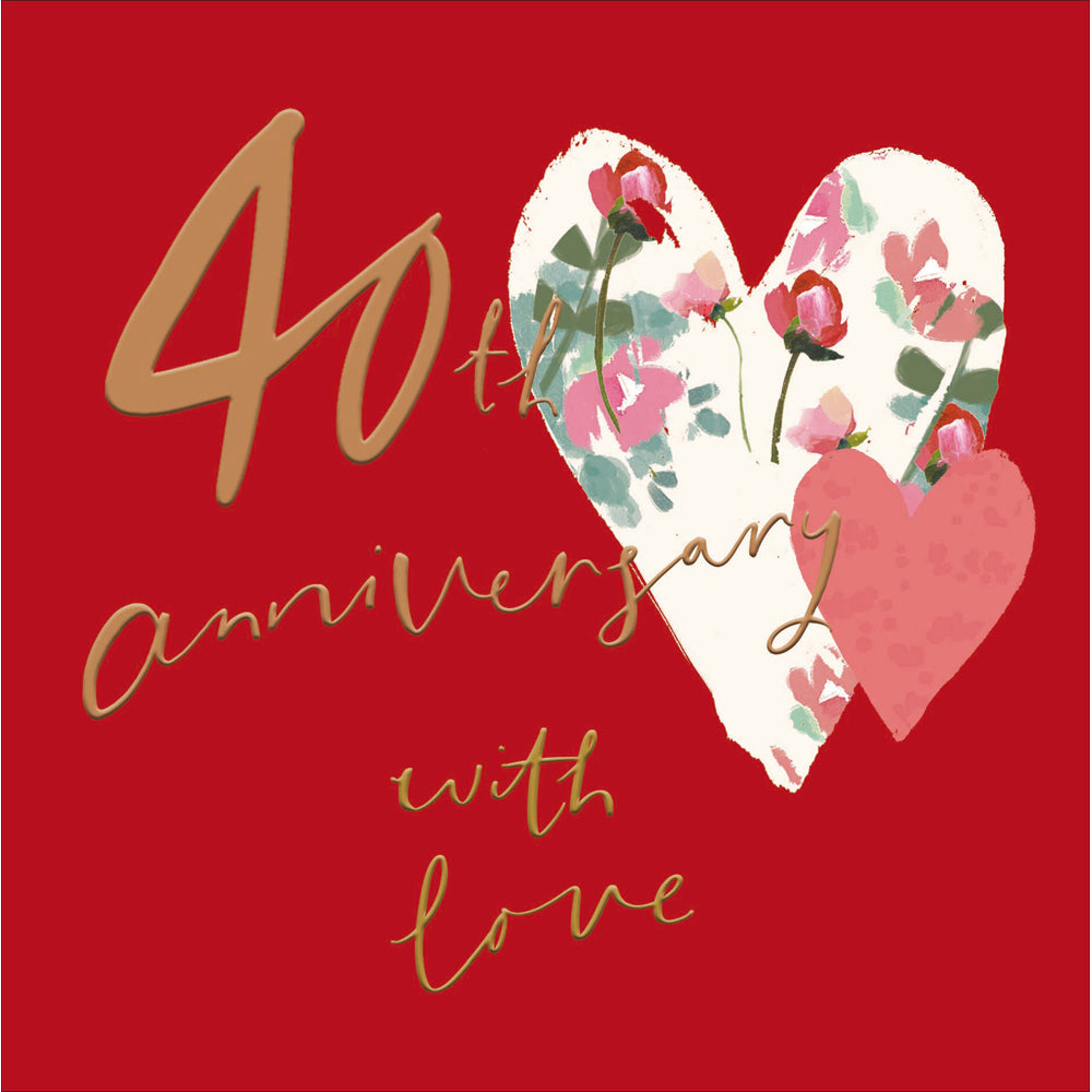 Floral Heart With Love 40th Wedding Anniversary Card from Penny Black