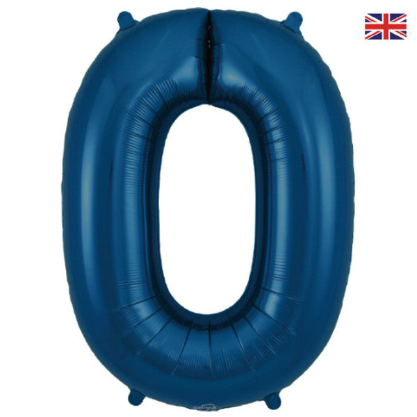 Large 34&quot; Number Foil Balloon number 0 matt navy - Penny Black