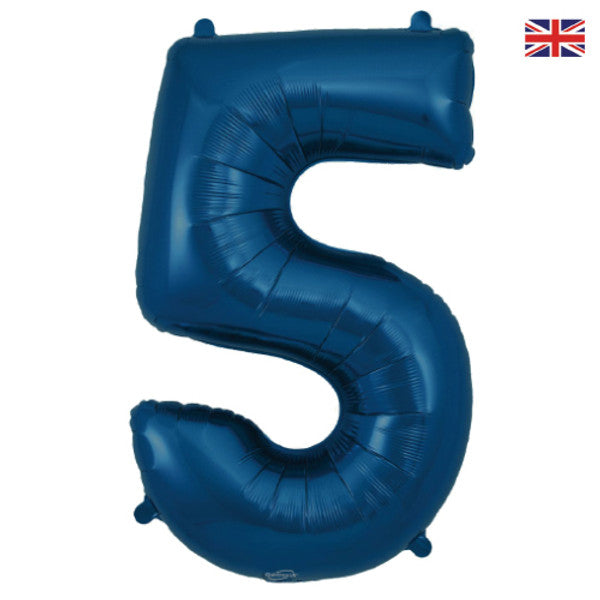 Large 34&quot; Number Foil Balloon number 5 matt navy - Penny Black