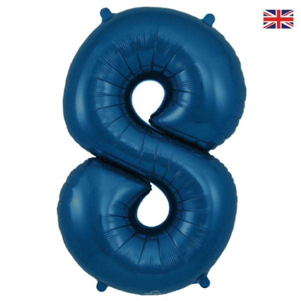 Large 34&quot; Number Foil Balloon number 8 matt navy - Penny Black
