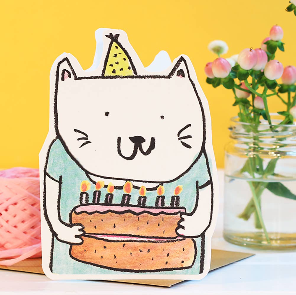 Cat Cake Cut-Out Birthday Card by laura skilbeck at penny black