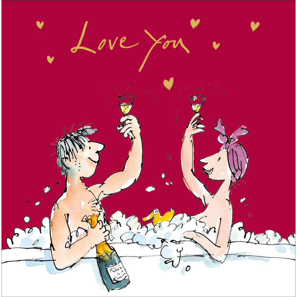 Love You Bathtime Quentin Blake Valentine Card by penny black