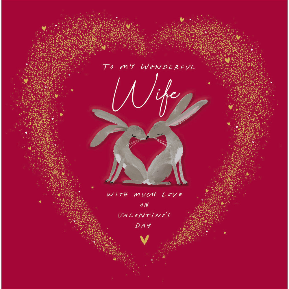 Wonderful Wife Hare Kiss Valentine Card by penny black