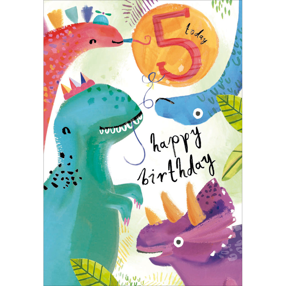 Cute Dinosaur Party 5th Birthday Card at Penny Black