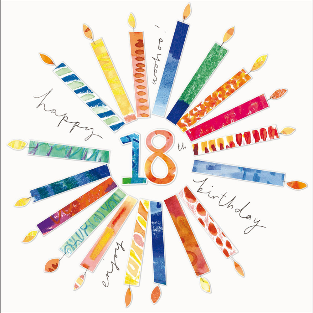 Woohoo Colourful Candles 18th Birthday Card at Penny Black
