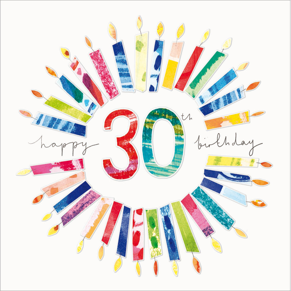 30 Today Colourful Candle Ring 30th Birthday Card at Penny Black
