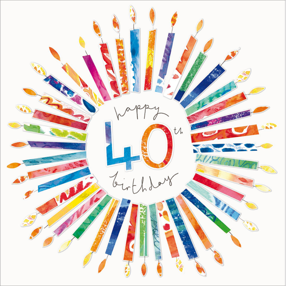 Colourful Candles 40th Birthday Card at Penny Black