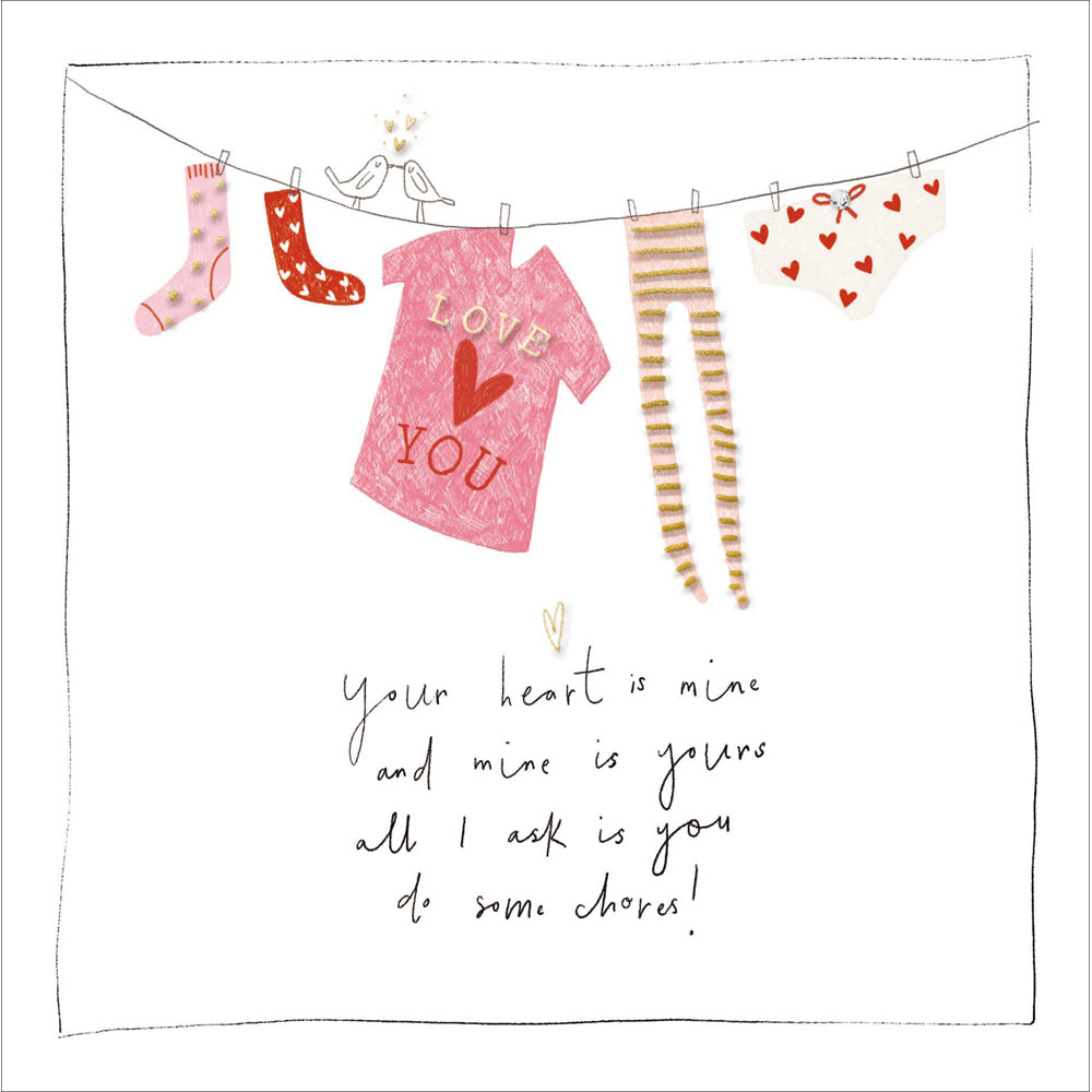 Chores Funny Rhyme Valentine Card by penny black
