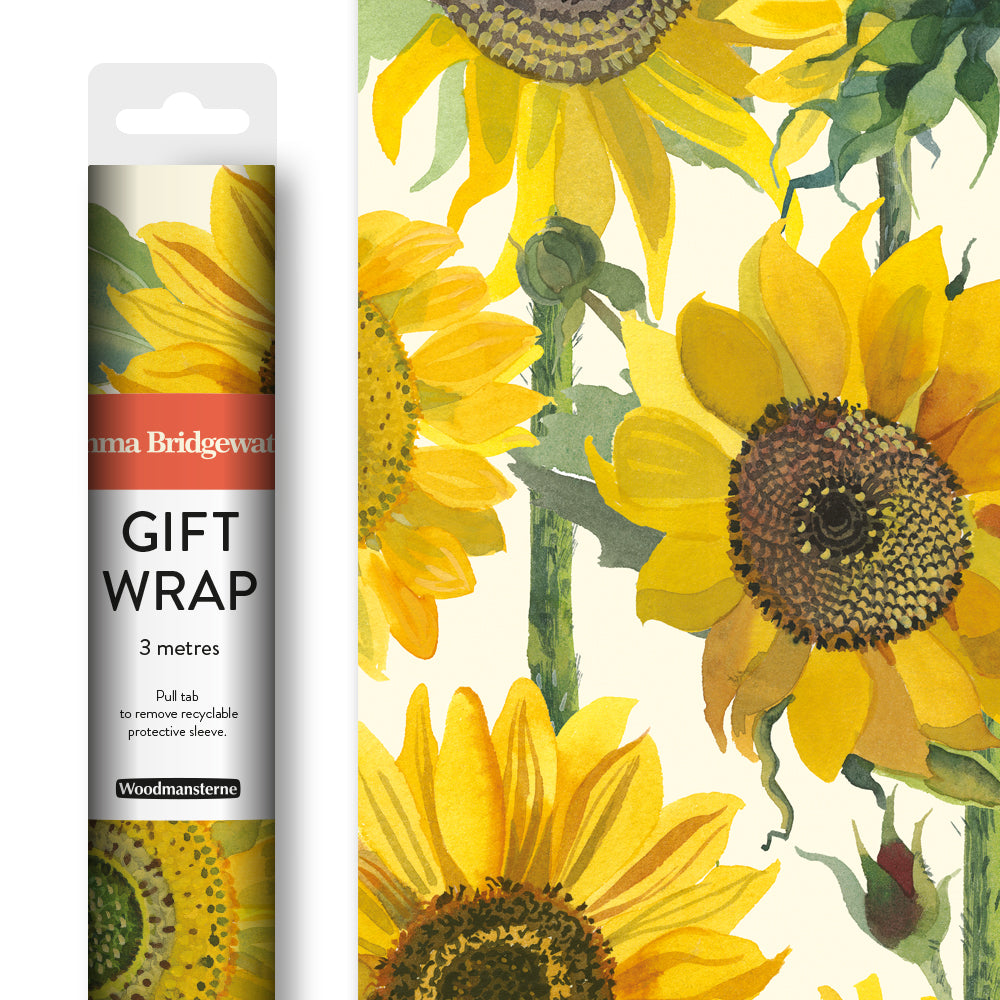 Emma Bridgewater Painted Sunflowers 3m Gift Wrapping Paper Roll By Penny Black