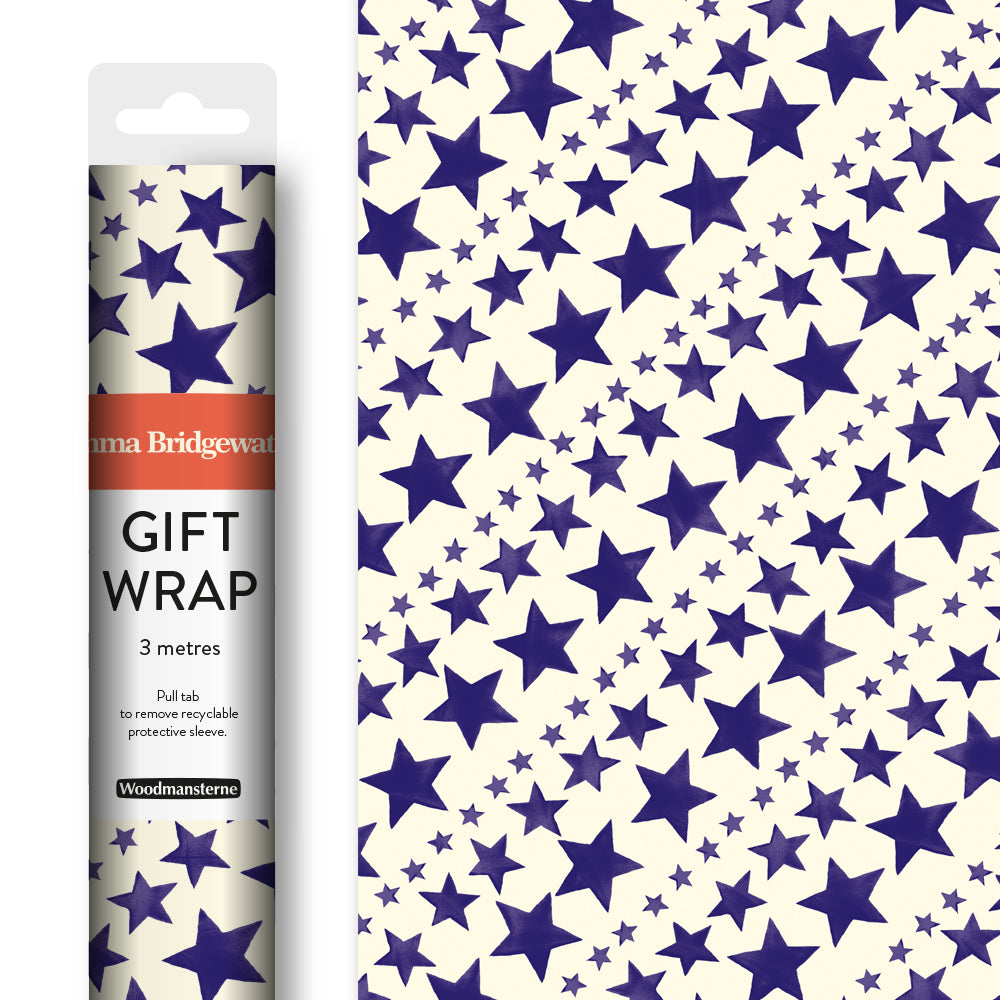 Emma Bridgewater Blue Stars 3m Gift Wrapping Paper Roll By Penny Black