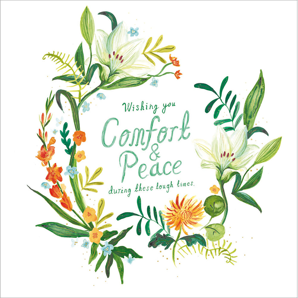 Comfort and Peace Floral Wreath Compassionate Card from Penny Black