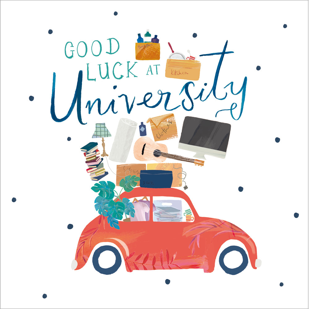 Packed Car Good Luck University Card by penny black