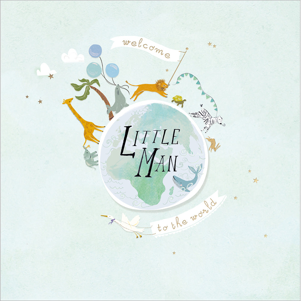 Jungle Globe Little Man Baby Boy Card by penny black