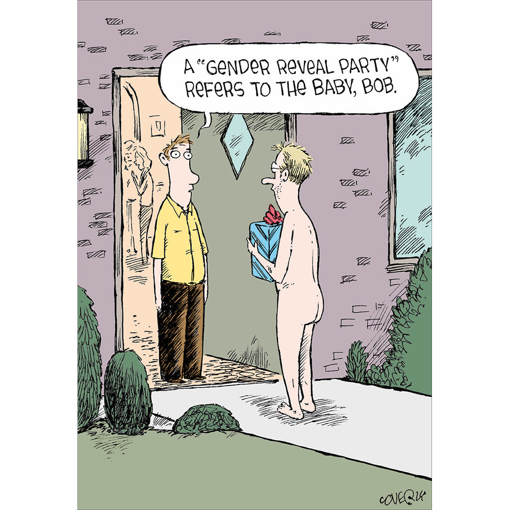 Naked Man Holding A Present On A Doorstep at Penny Black