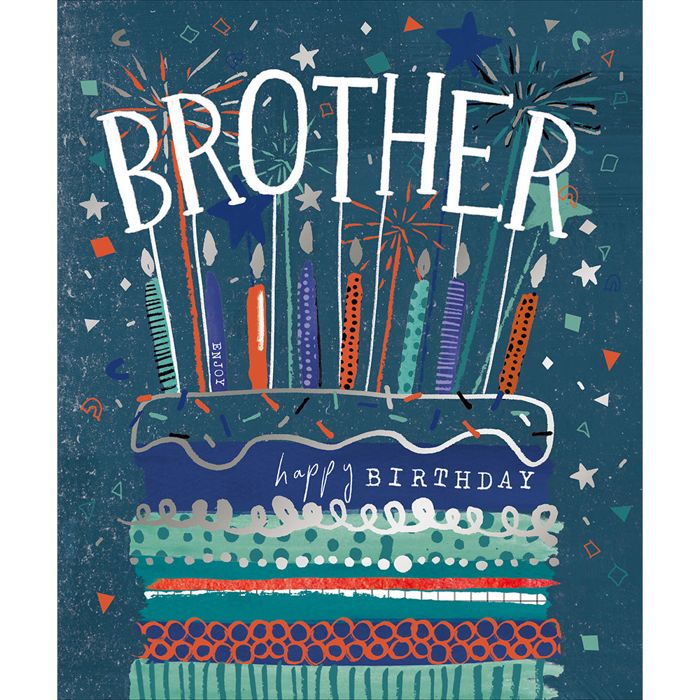 Colourful Cake With Candles Brother Birthday Card from Penny Black