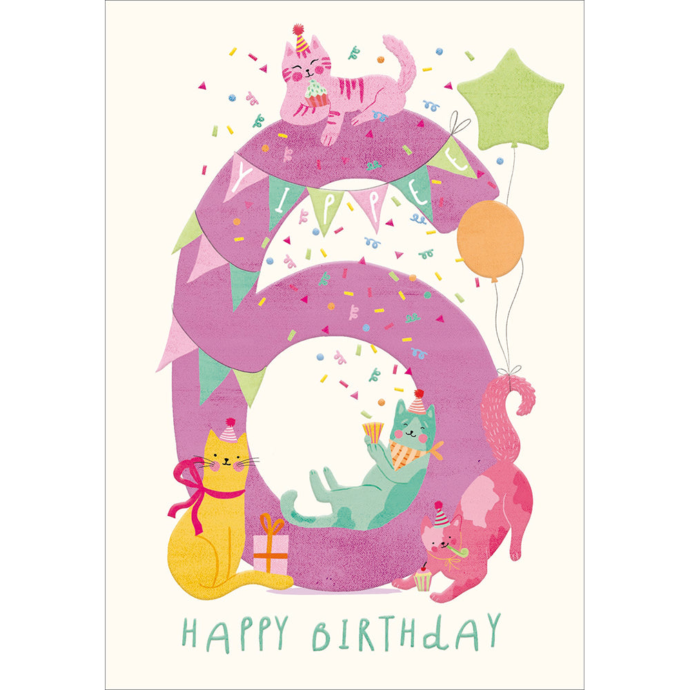 Candy Coloured Kittens 6th Birthday Card at Penny Black