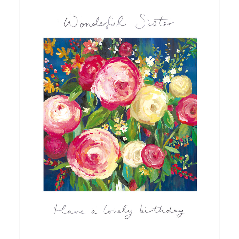 Watercolour Floral Bouquet Wonderful Sister Birthday Card at Penny Black
