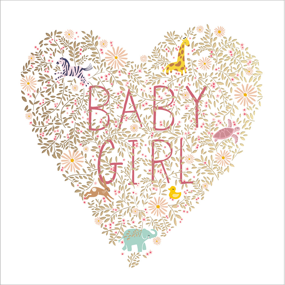 Foliage Heart New Baby Girl Card at Penny Black