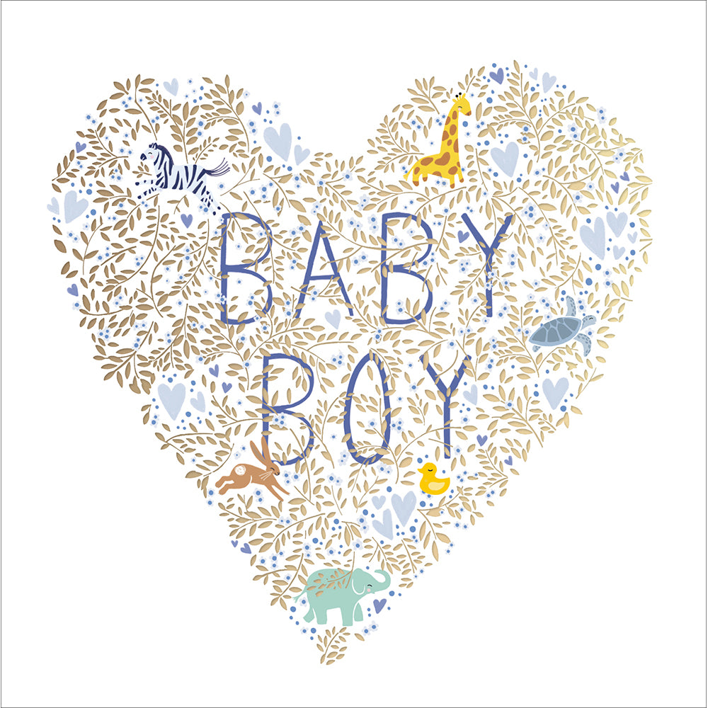 Foliage Heart New Baby Boy Card at Penny Black