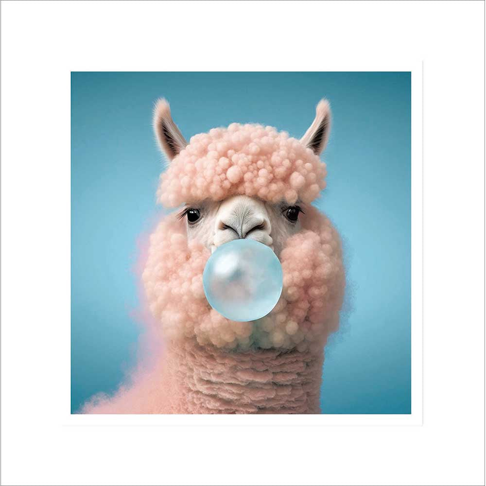Alpaca Blowing Bubble Gum Photographic Card at Penny Black