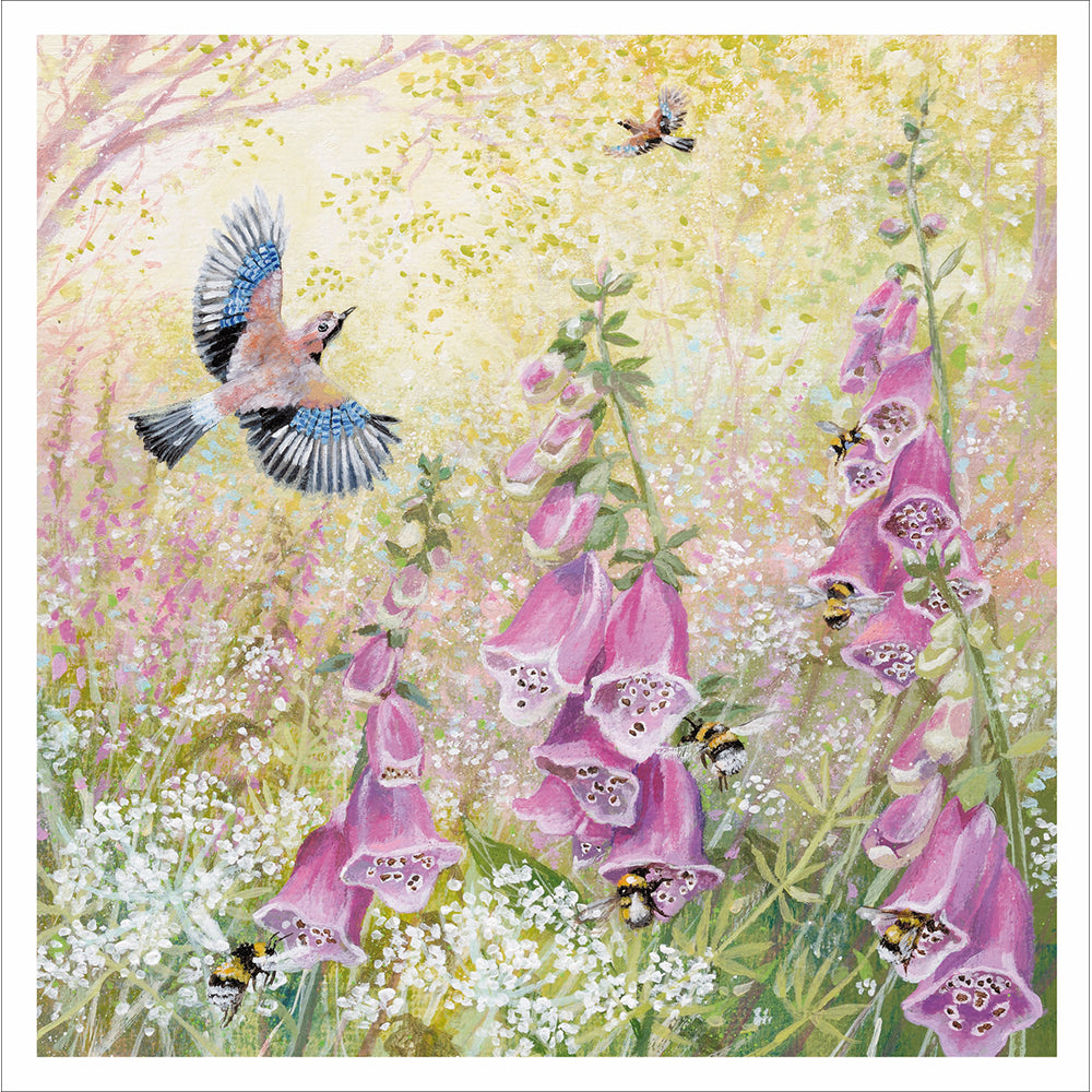 Pink Foxgloves And Jay Art Card at Penny Black