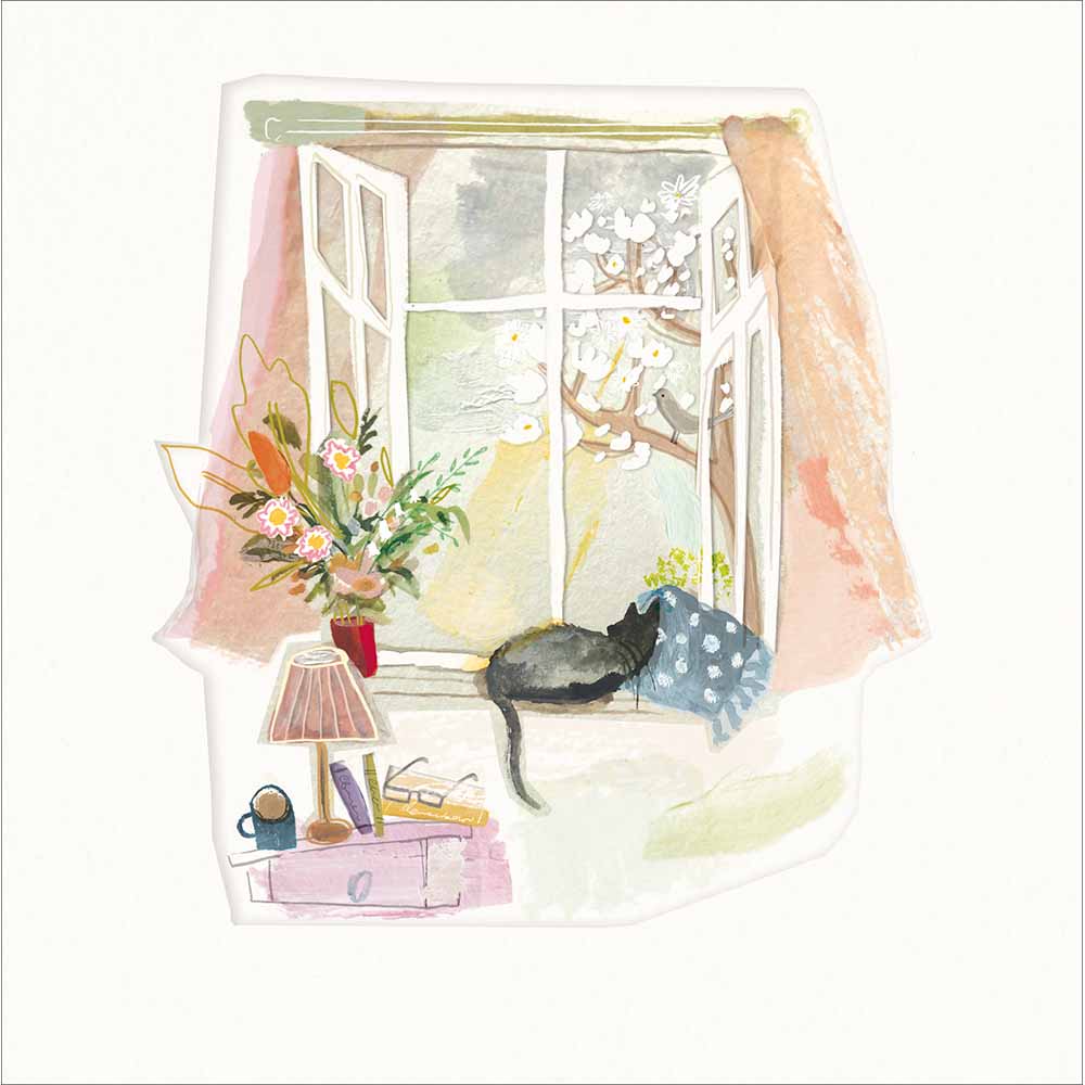 Cat Asleep On The Window Sill Card at Penny Black