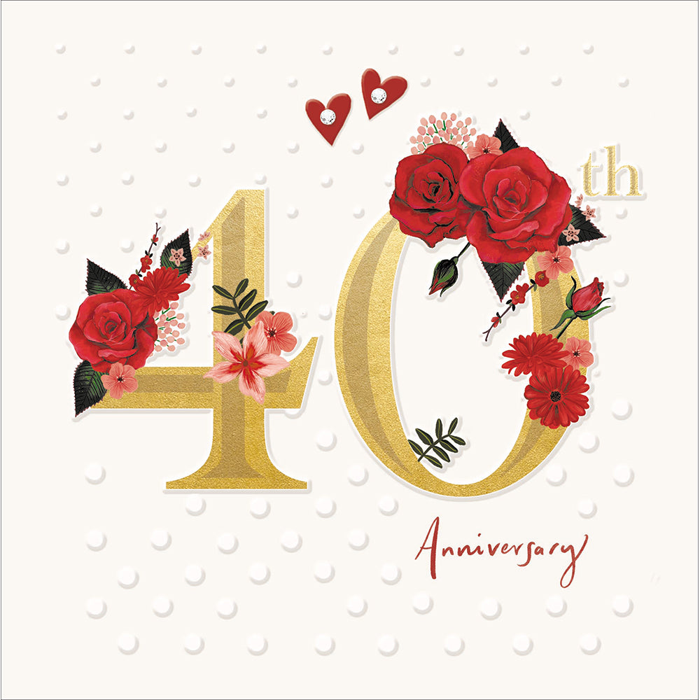 Embellished 40th Ruby Anniversary Flowers Card from Penny Black