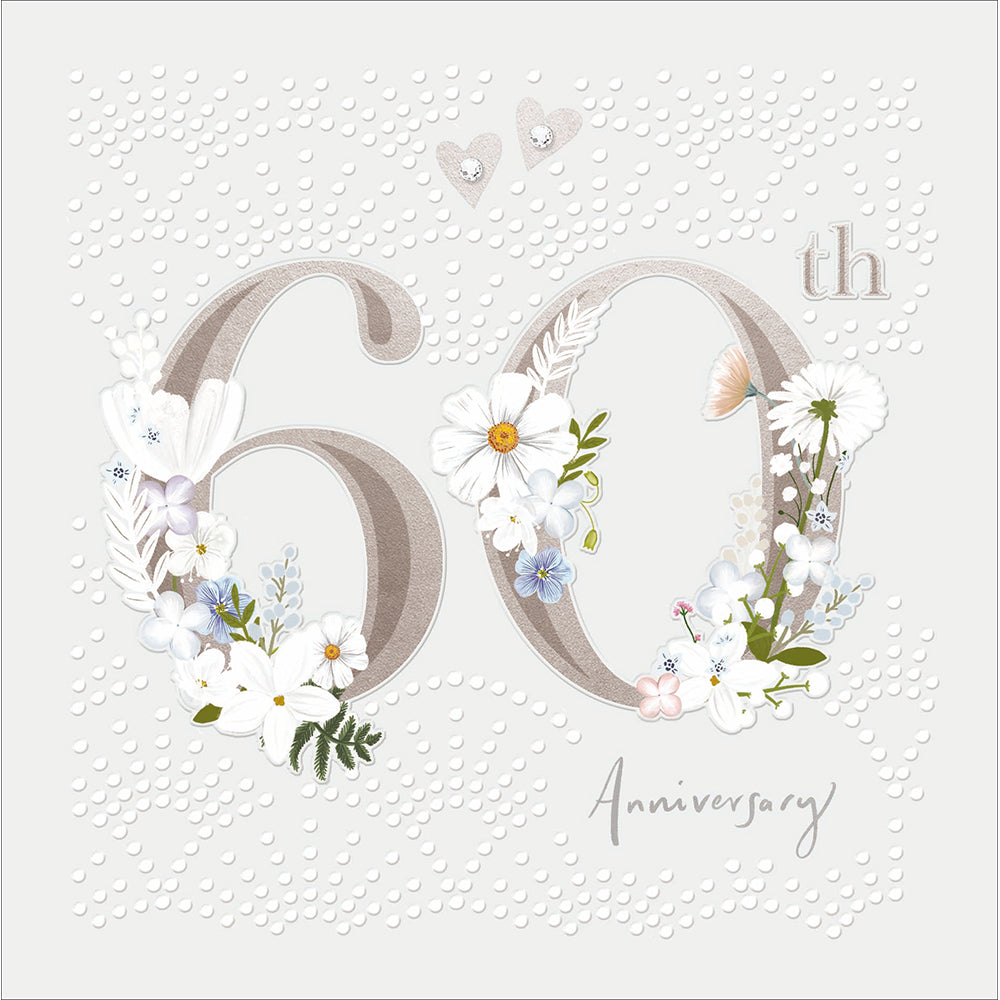 Diamante Detail 60th Diamond Wedding Anniversary Card at Penny Black