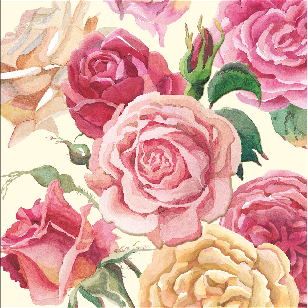 Painted Pink Roses Card at Penny Black