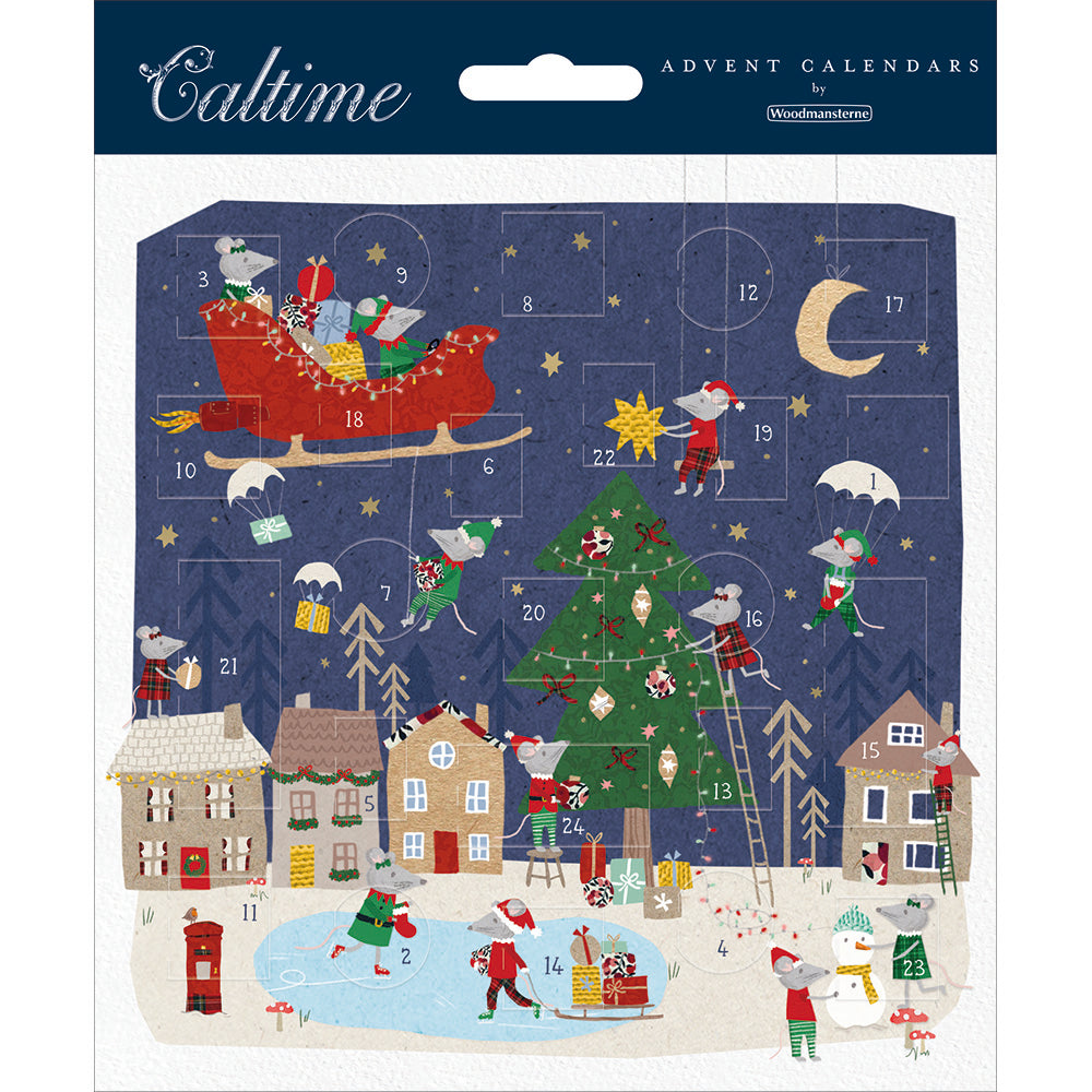Mice Christmas Village Advent Calendar Greetings Card by penny black