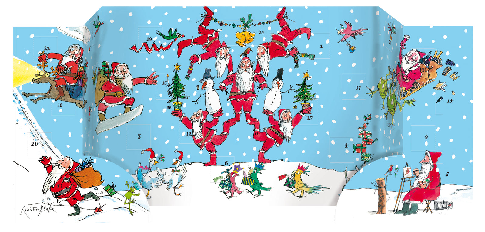 3D Snowy Santas Quentin Blake Advent Calendar By Penny Black