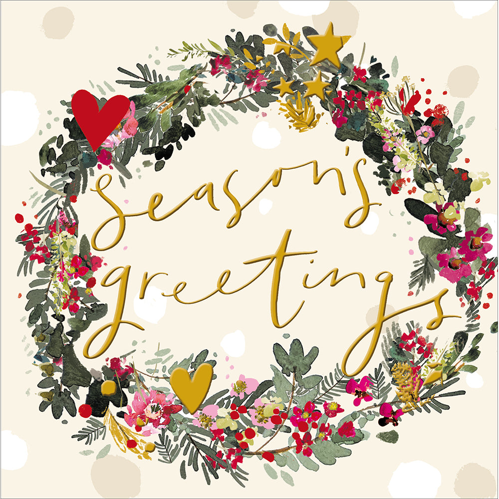 Heart Holly Wreath Christmas Card by penny black