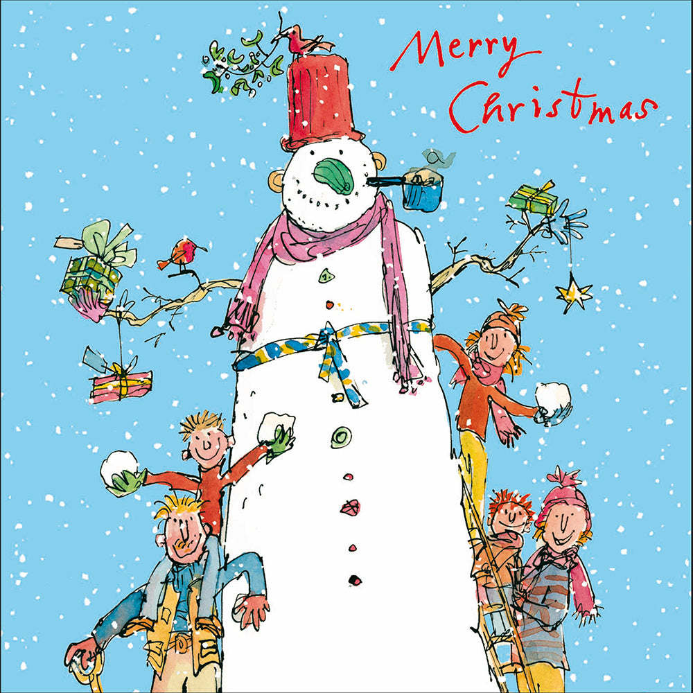 Quentin Blake Smoking Snowman Christmas Card by penny black
