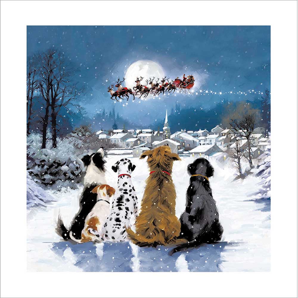 The Midnight Watch Dogs Christmas Card by penny black