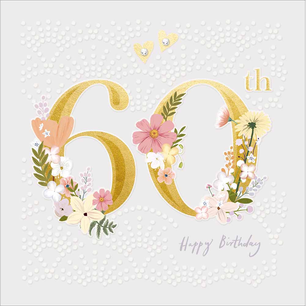 Golden 60th Birthday Flowers Embellished Card from Penny Black