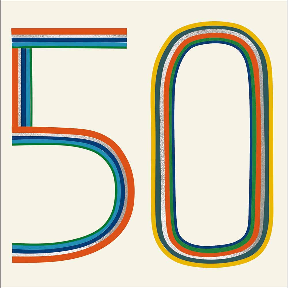 Colourful Stripes 50th Birthday Card at Penny Black
