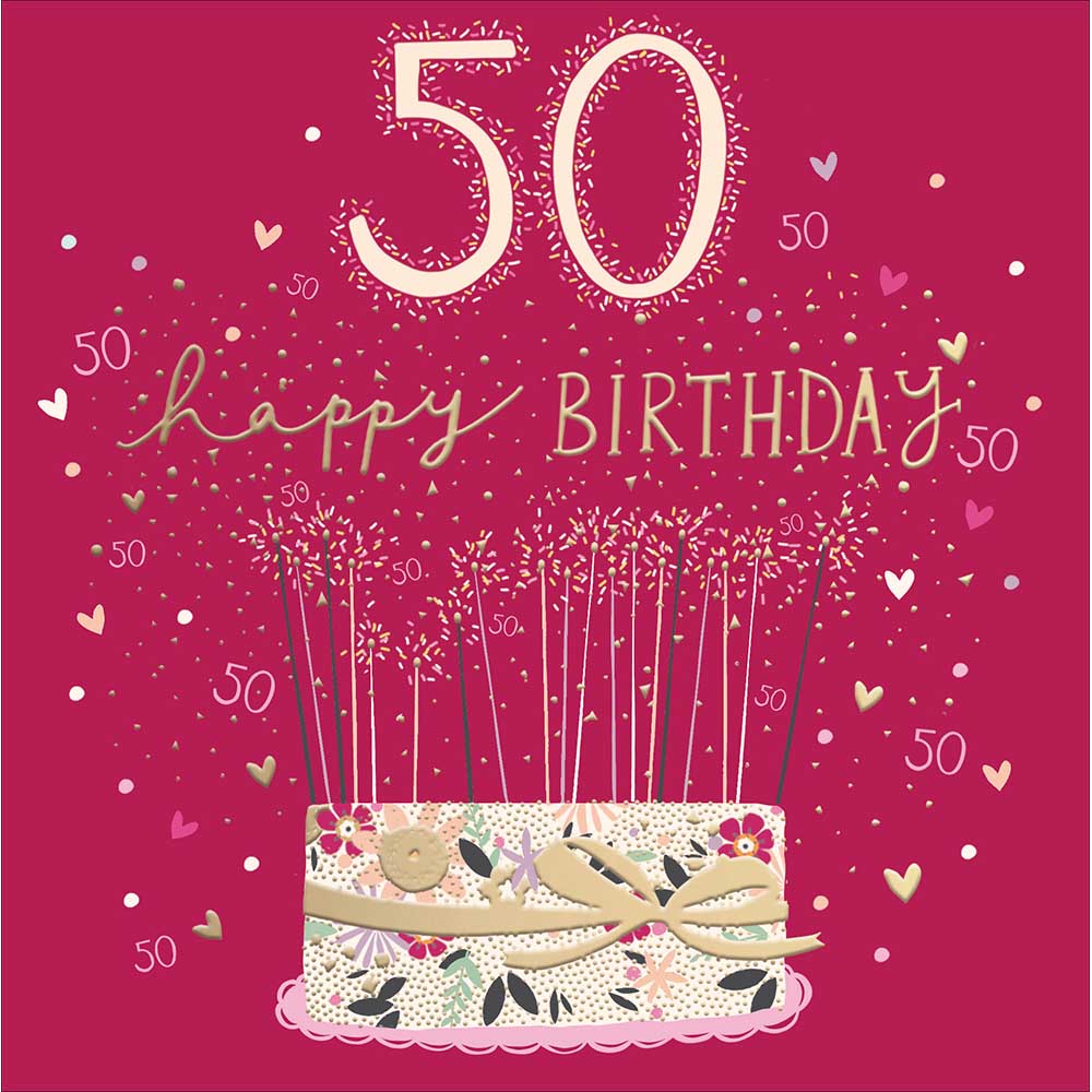 Mauve 50th Birthday Cake Card by penny black
