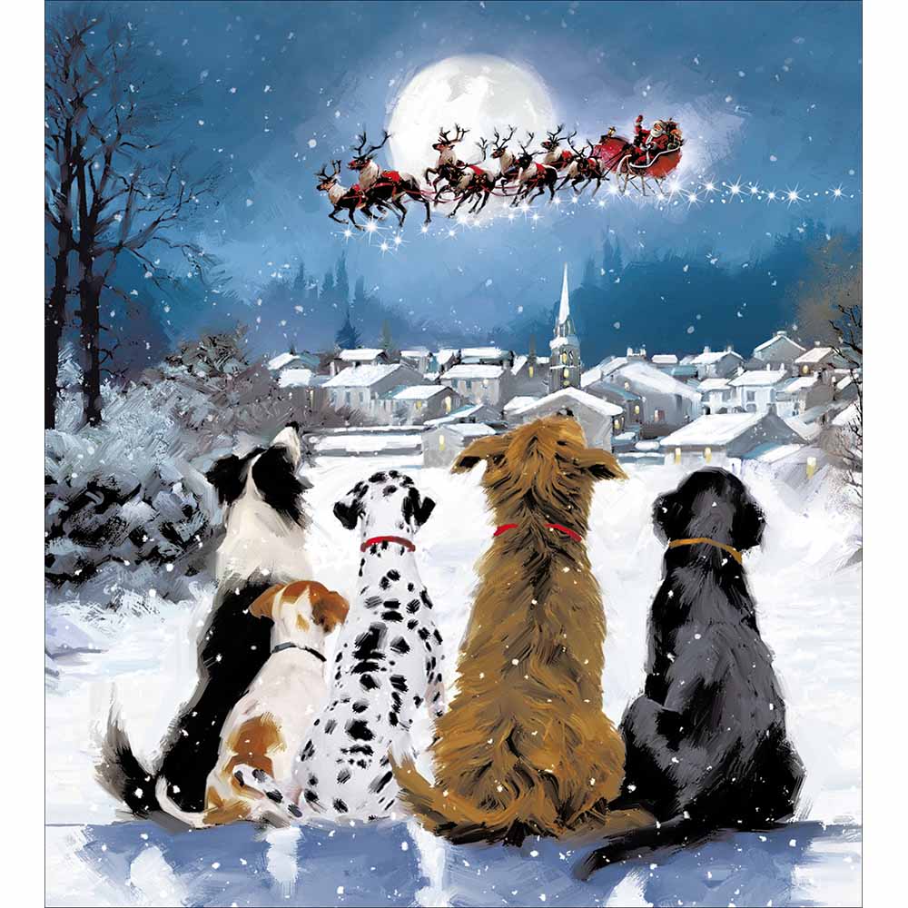 Magical Midnight Watch Dogs Charity Christmas Card 5 Pack by penny black