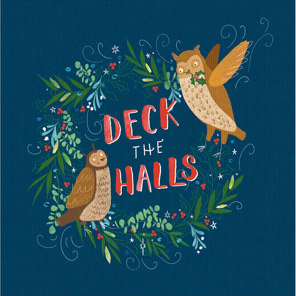 Deck The Halls With Owls Christmas Card by penny black