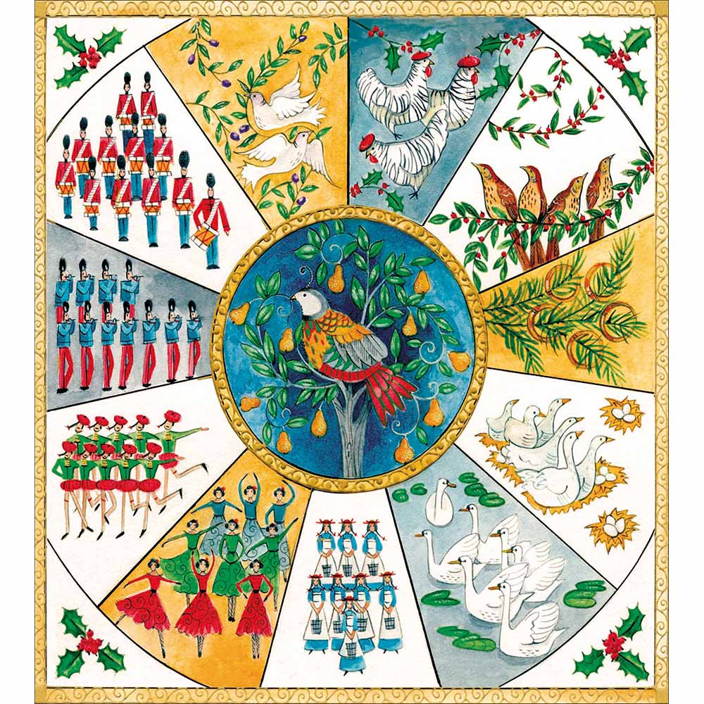 Twelve Days Of Christmas Wheel Charity Christmas Card 5 Pack by penny black