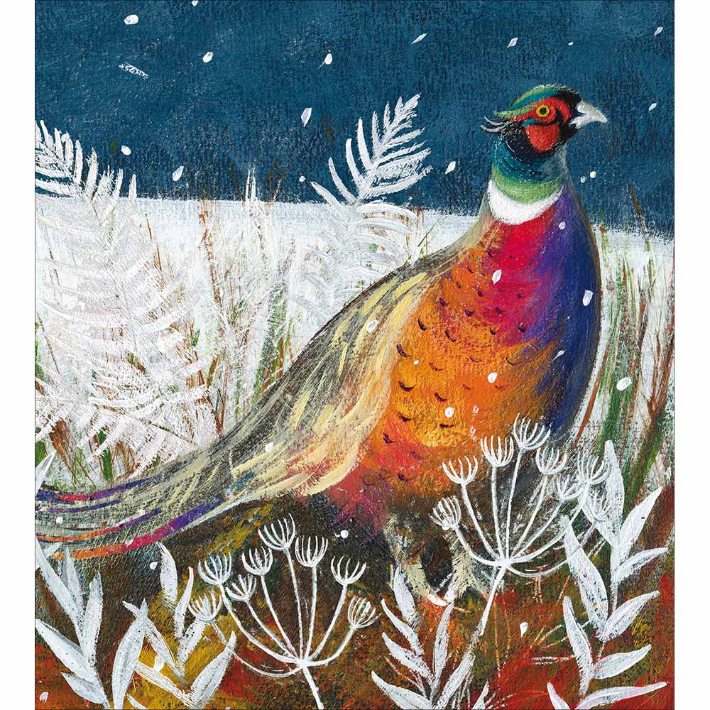 Festive Pheasant With Snowy Foliage Charity Christmas Card 5 Pack by penny black