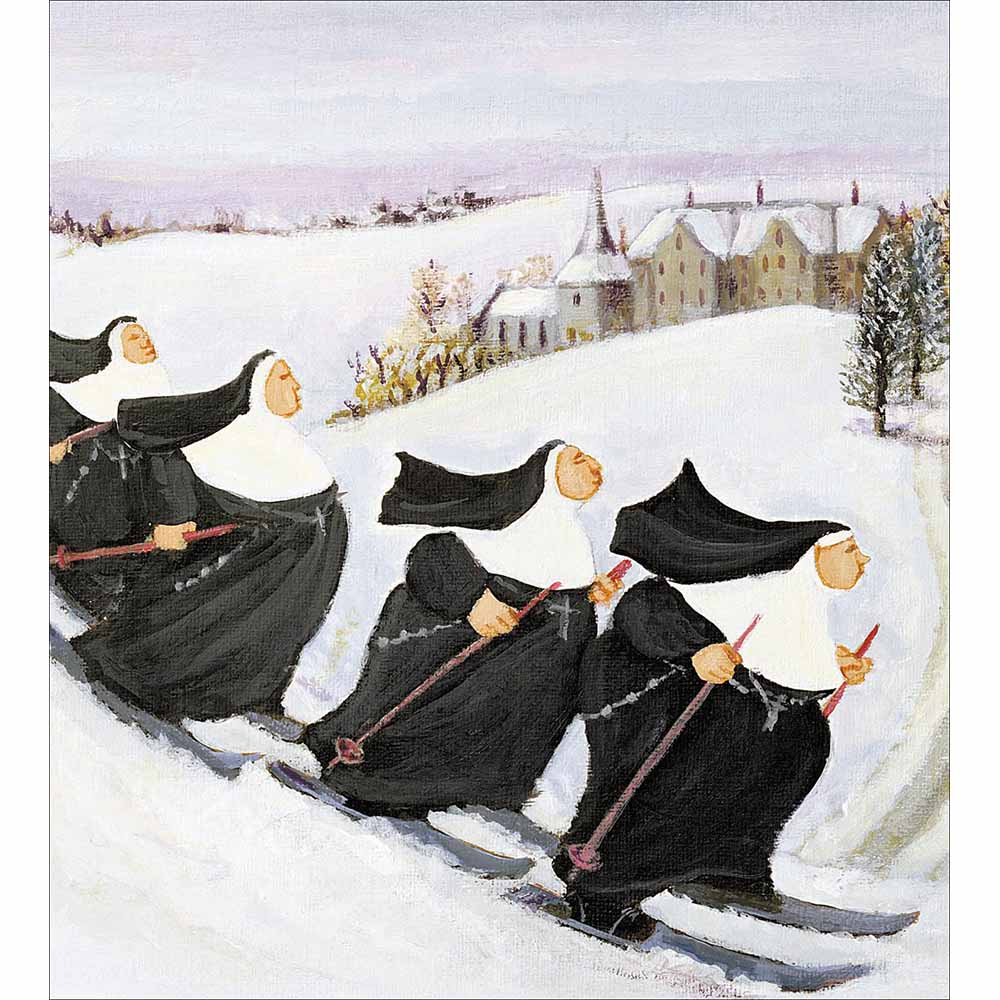 Skiing Nuns Charity Christmas Card 5 Pack by penny black