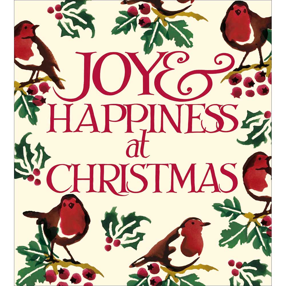 Joy &amp; Happiness Robins Emma Bridgewater Charity Christmas Card 5 Pack by penny black