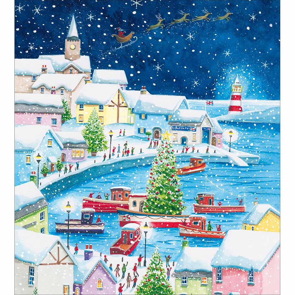 Snowy Pastel Harbour Charity Christmas Card 5 Pack by penny black